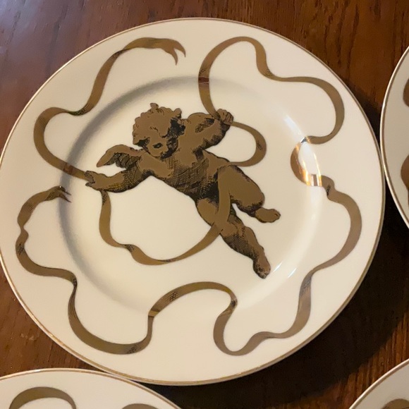 Vintage Neiman Marcus Gold Gilded Cherub Salad Plates - Picture 2 of 5